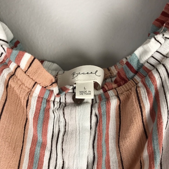 Becaal multicolor stripe tie off shoulder crop top - Picture 5 of 7